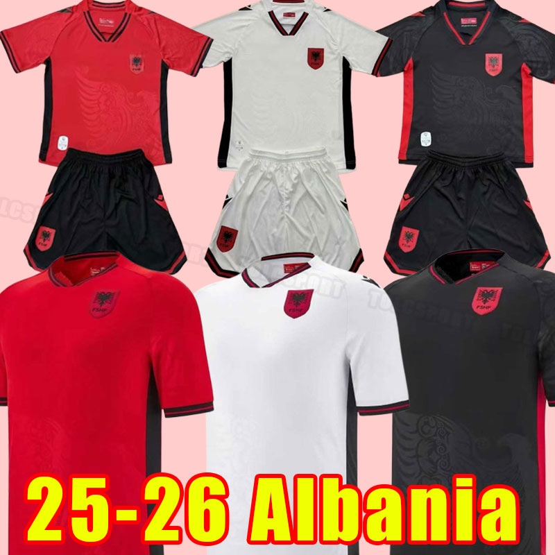 2025 AlbaniaS soccer jerseys 25/26 Nedim Bajrami men home red away white third black 2026 football shirt Kristjan Asllani Marash Kumbulla Myrto Uzuni
