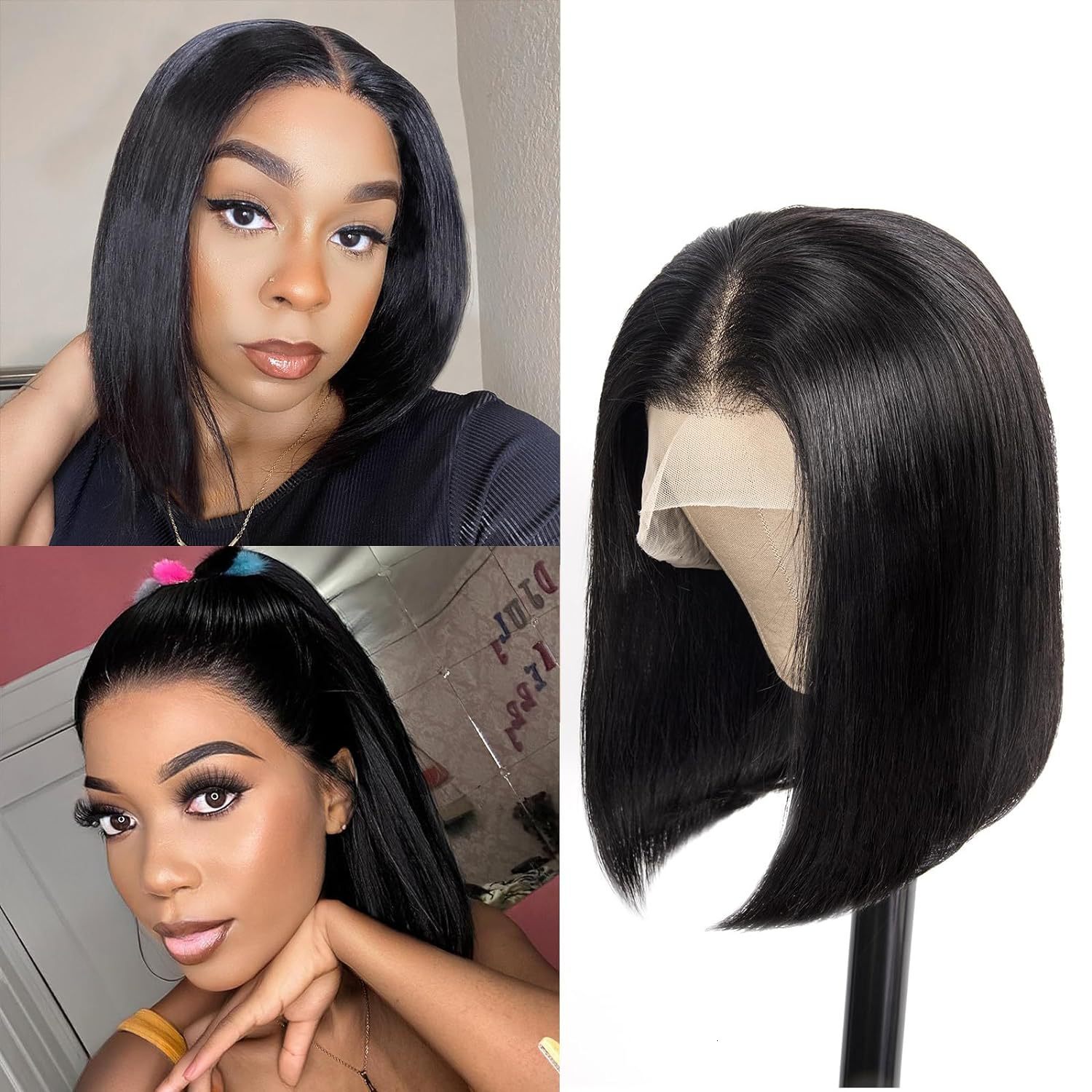 selling Hot lace synthetic wig headband for women black short straight hair