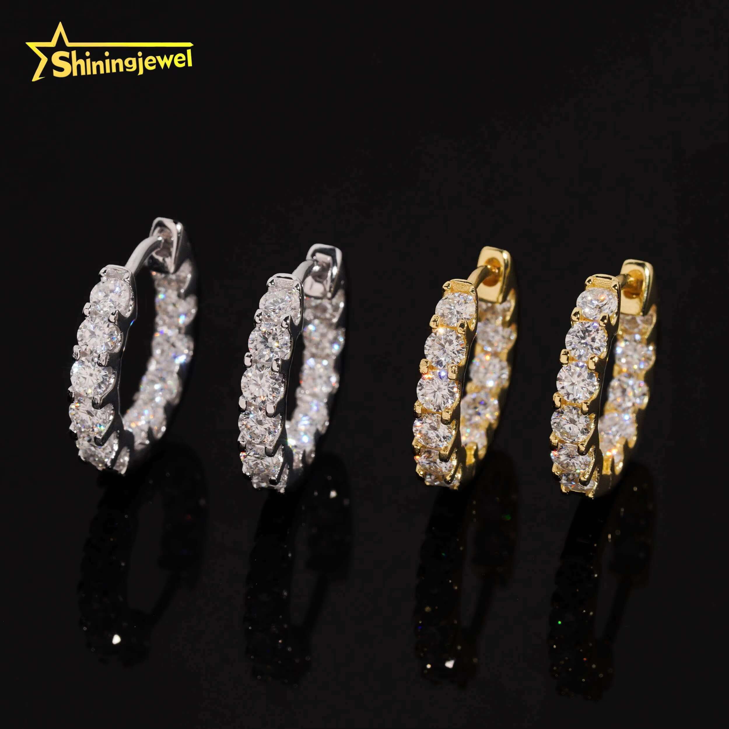 Pass Diamond Tester 925 Sterling Silver Hip Hop High Quality VVS D Color Moissanite Hoop Earrings