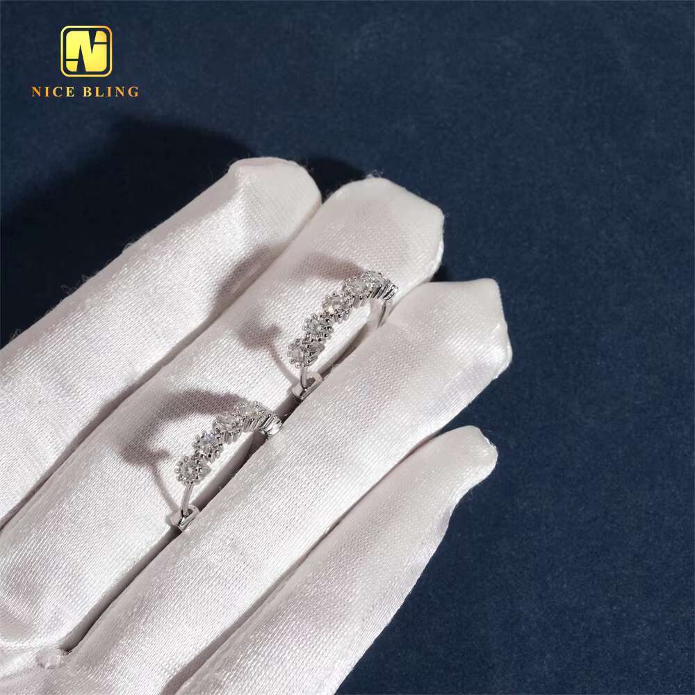 Iced Out Pass Diamond Tester Classic Hip Hop Jewelry 925 Sterling Silver VVS Moissanite Stone Diamond Hoop Earring for Women Men