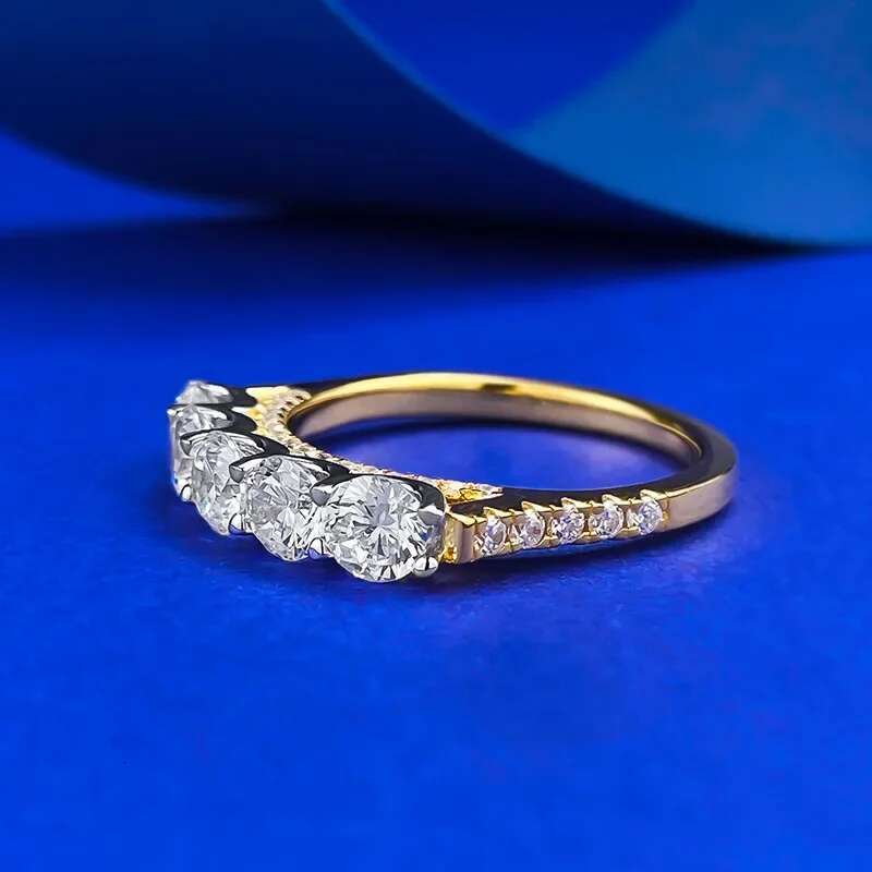 Eternity Lab Moissanite Diamond Ring 100% Real 925 Sterling Silver Engagement Wedding Band Rings for Women Promise Jewelry Gift