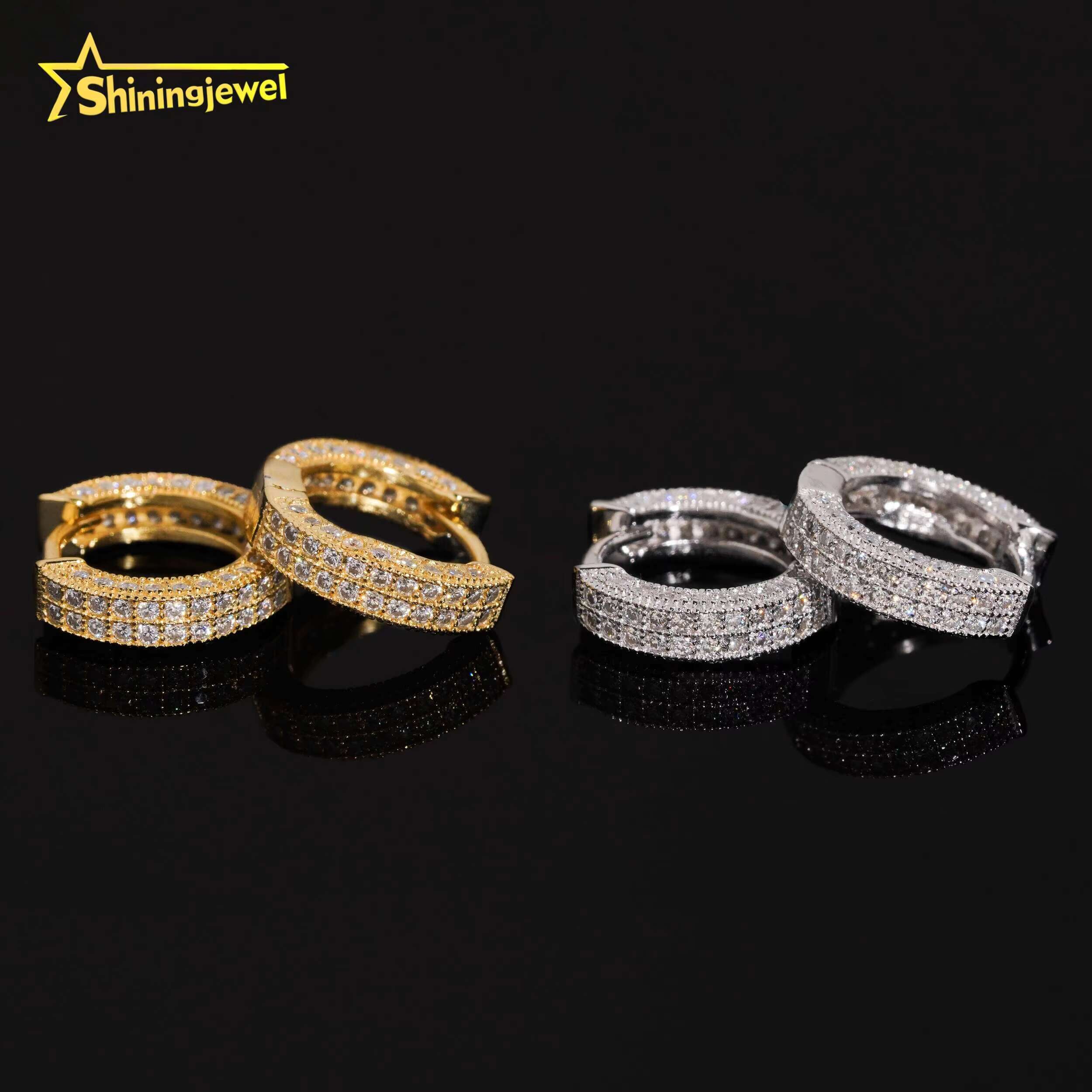 Luxury Jewelry Pass Diamond Tester Stocks 925 Sterling Silver Gold Plated Iced Out VVS Custom Diamond Moissanite Stud Earrings