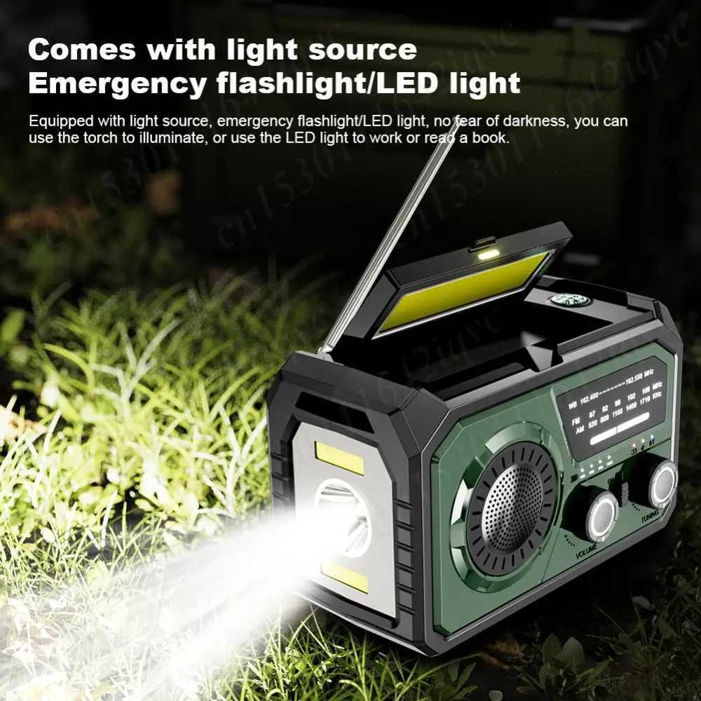 2025 16000mAh AM/FM/WB NOAA Weather Radio Solar Handle Radio LED Flashlight Reading Light Bluetooth 5.3 Speaker Emergency Radio X2505051