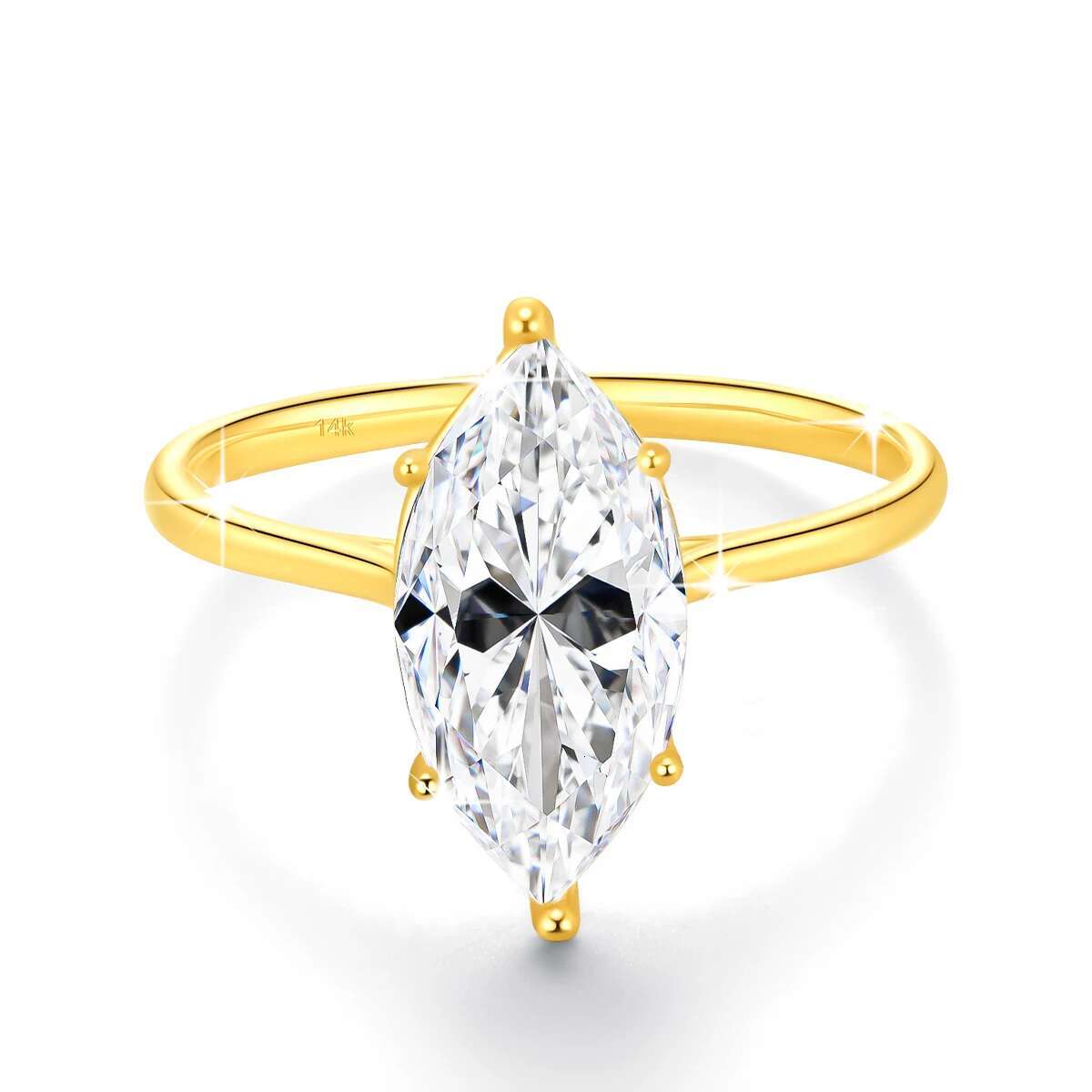 14K Gold Moissanite Diamond Rings for Women Marquise Cut 3CT VVS1 Au585 Luxury Jewelry for Engagement Wedding Christmas Gifts