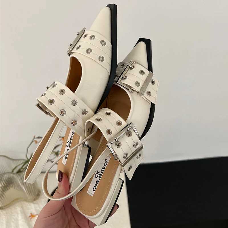 Women Flat With Shoes 2025 Designer Luxury Buckle Fashion Ladies Flats Shoes Slingback Pointed Toe Casual Female Sandals Mules M250512