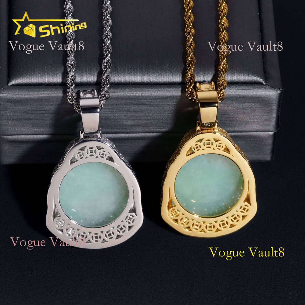 Fast Shipping Moissanite Hip Hop Jewelry Sterling Sier Iced Out Moisaanite Green Jade Buddha Pendant Pass Dia Tester