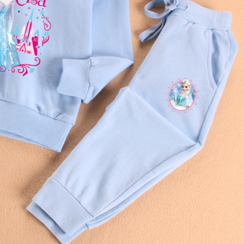 DISNEY Elsa princess baby designer clothes Girl Spring and Autumn Set Ice Cotton Children Sports Top and Pants Two-piece Suit Children Clothes