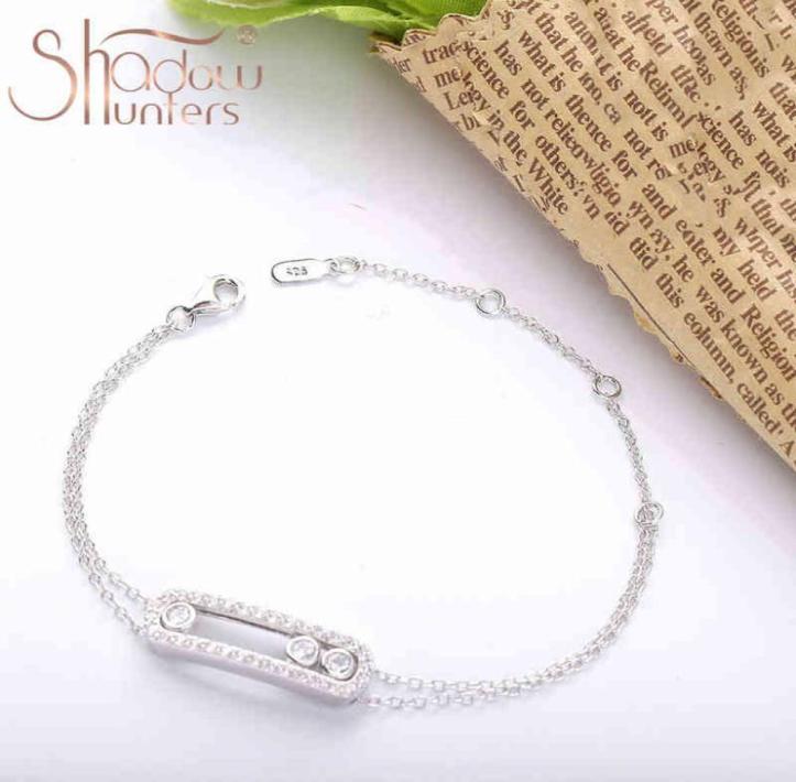 SHADOWHUNTERS Real 925 Sterling Silver Move Stone Bracelets With Clear CZ Luxury Brand Jewelry Making H22040999933921594170