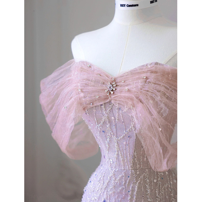 Elegant Off Shoulder Dubai Evening Dresses For Women Exquisite Glitter Wedding Tassel Arabic Formal Party Gown customized 241223