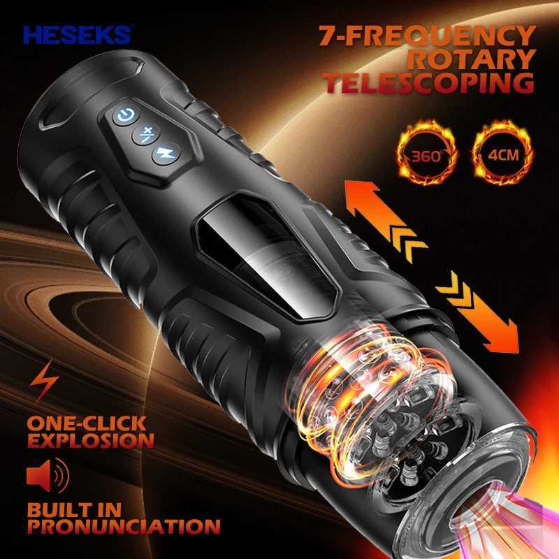 HESEKS Male Automatic Telescopic Rotation Masturbator Vacuum Electric Vibration Blowjob Maturbation Cup Adult Sex Toys For Men W250506
