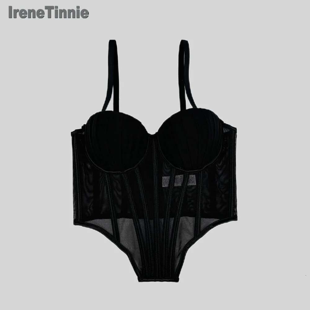 IRENE TINNIE-Women's Mesh Transparent Waist Fishbone Bandage, Bustier Corset, Sexy Tops, Fashion, New,2025