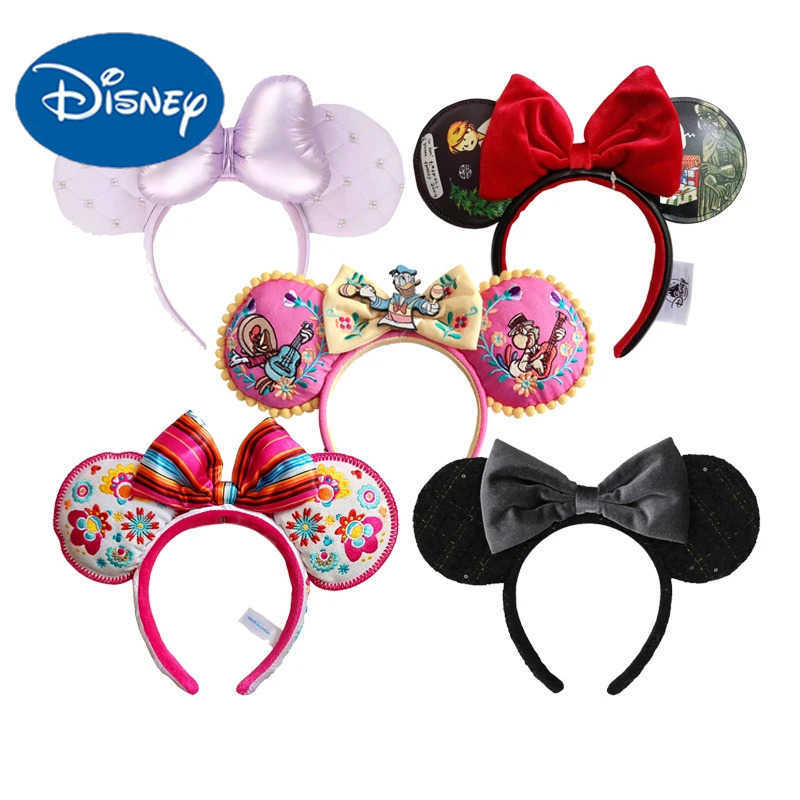 Disney Mickey Minnie Ears Mulan Headband Easter Eggs Hair Hoop Cosplay Hairband Disneyland Sequin Girl Big Bow Headband Decorate X250506