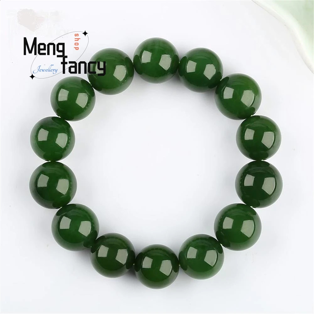 Natural Hetian Jade Jasper Elastic Bracelet Charm Exquisite Jewelry Couple Personalized Bead Mens Holiday Gift 250425