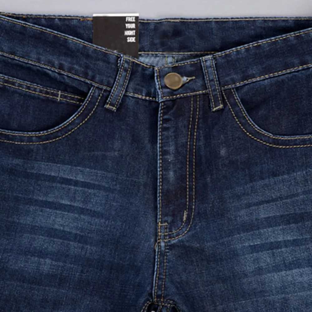 Mens denim jeans casual hip-hop streetwear skateboard denim shorts spring and autumn mens stretch straight pair jeans W250506