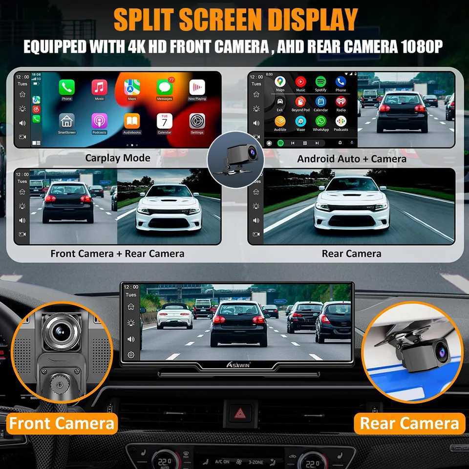 car dvr 2024 New 10.26 Wireless CarPlay Android Auto 4K Dash Cam WIFI Bluetooth Car Camera Front 4k 1080P Backup Camera Touch Screen R250506