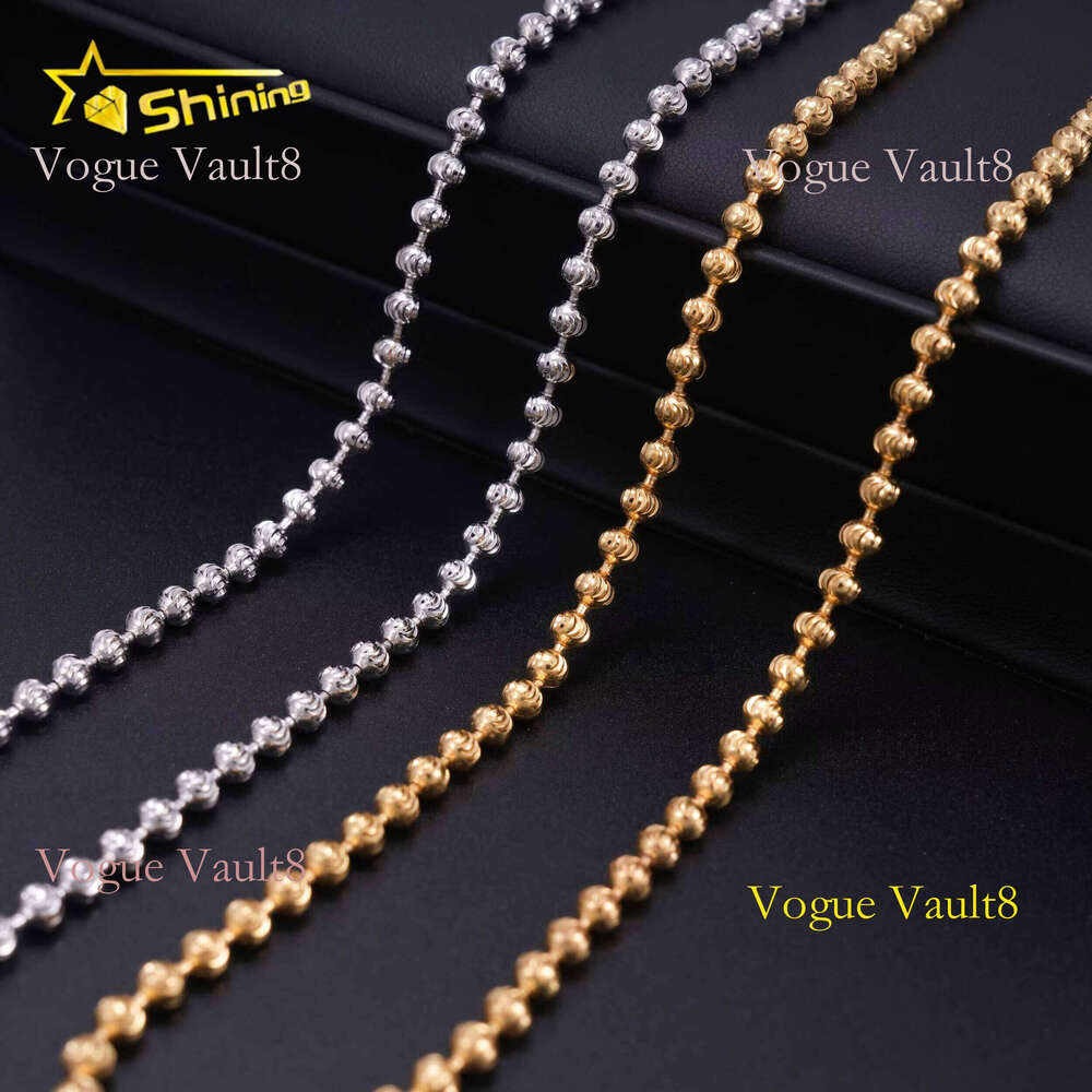 Factory Wholesale Moon Cut Beads Sterling Sier Trendy Jewelry Daily Cuban Link Necklace 4mm Chain