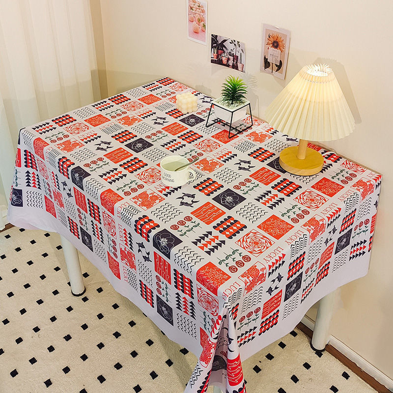 XX0387 New Year tablecloth PVC waterproof, oil-proof, scalding-proof, washable desk cloth, dining table cloth, coffee table cloth, ins style atmospher