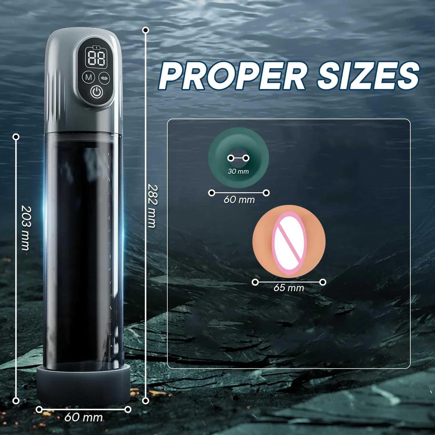 LCD electric penis pump automatic male masturbation vacuum pump with 4 training pressures and 5 temptation modes adult sex toy W250506