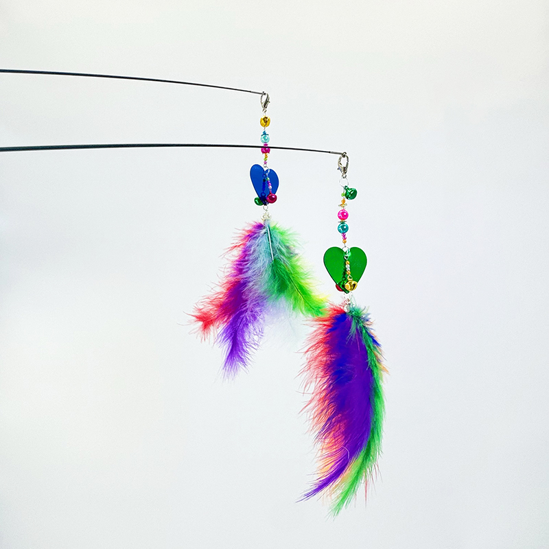 Scalable three section long pole fishing style cat toy wholesale