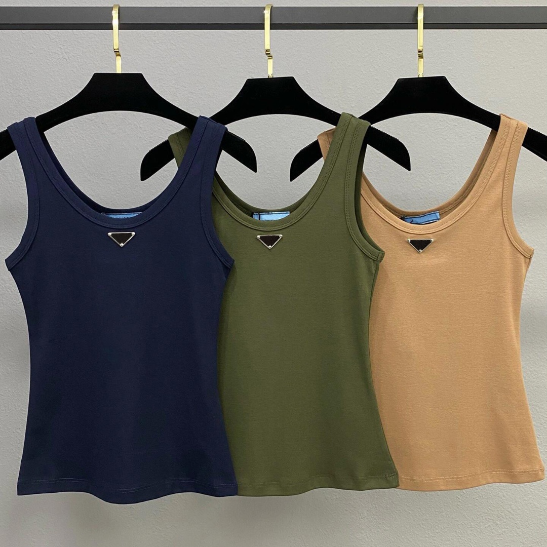 Women Luxury Brand Style Vest Slim Fit Tank Top Spring and Summer Elastic Primer White Inner Sling Vest Sport Sleeveless Tee