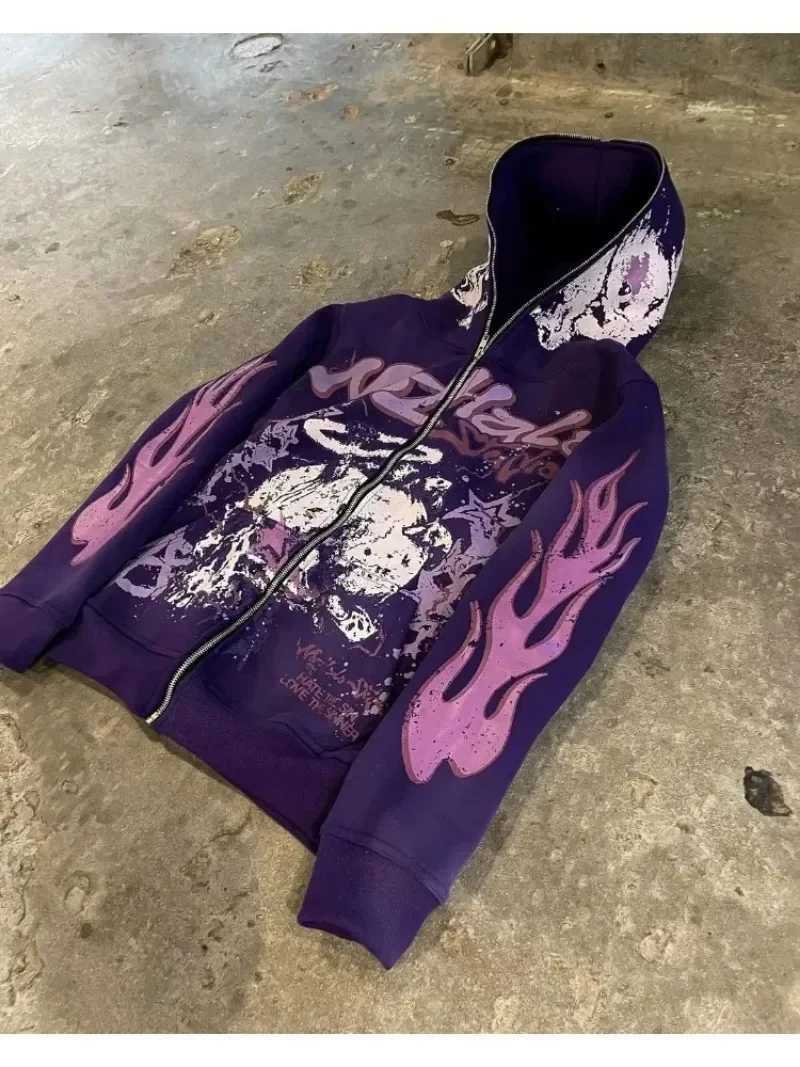 Explosions of New Harajuku Zipper Hooded Sweater Street Men and Women Retro Shirt Sweatshirt Gothic Jacket Hooded Couple Sweater w250506