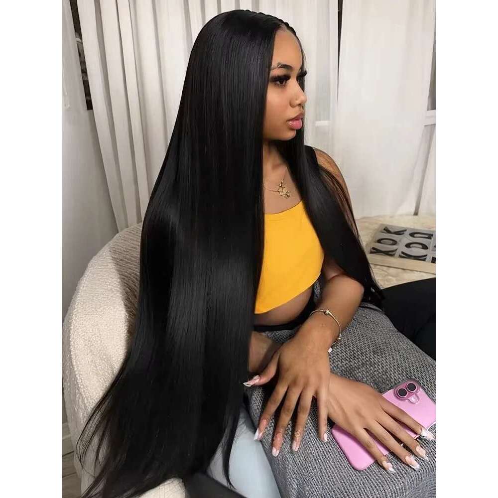 250 Density 40 36 Inch Straight 13X6 Hd Transparent Lace Front Human Wigs Brazilian Virgin Hair