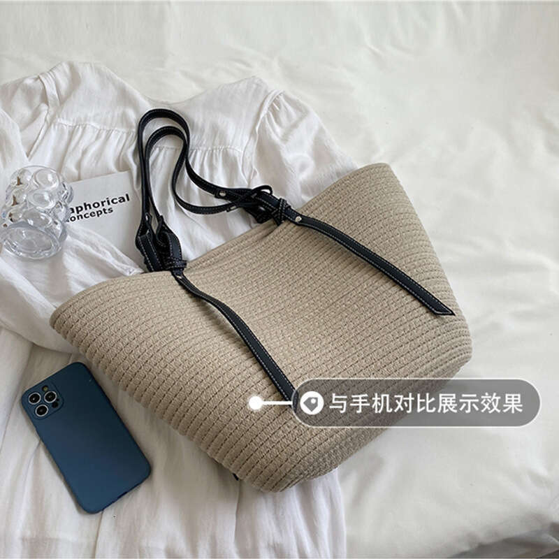 Summer Woven Bag Beach Bag Large Capacity Cotton Thread New French Hand Held Straw Woven Bag Versatile Commuting Tote Women S Bag KQ KQ
