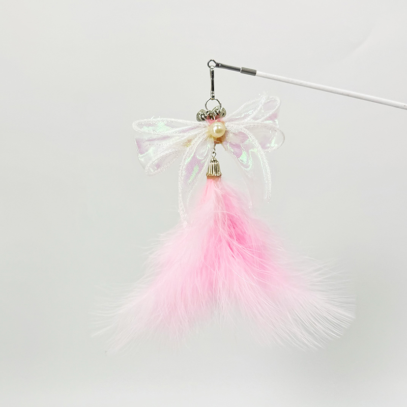 Factory wholesale wooden handle magic color fishtail yarn interactive stick toy cat