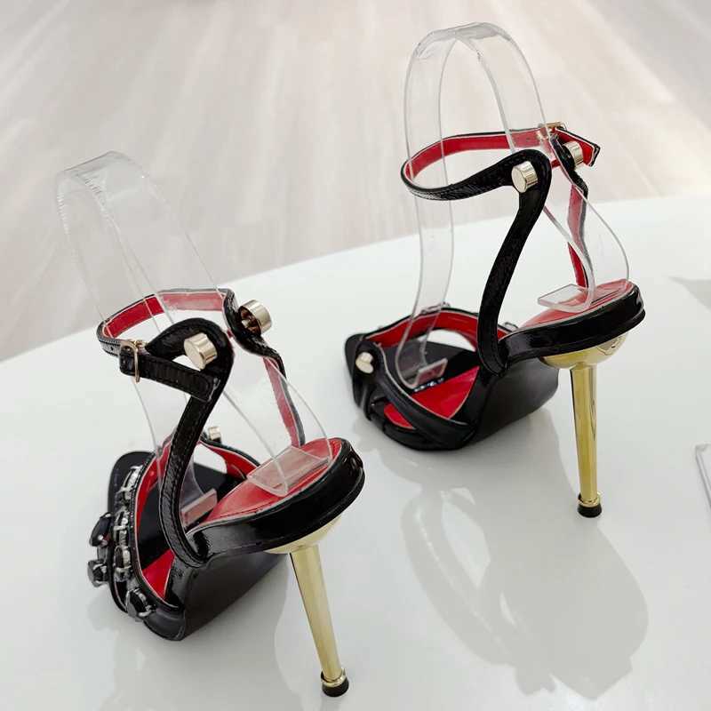 Eilyken Summer sexy open toed crystal womens sandals with buckle strap peeling thin high heels Zapatos unprinted shoes M250506
