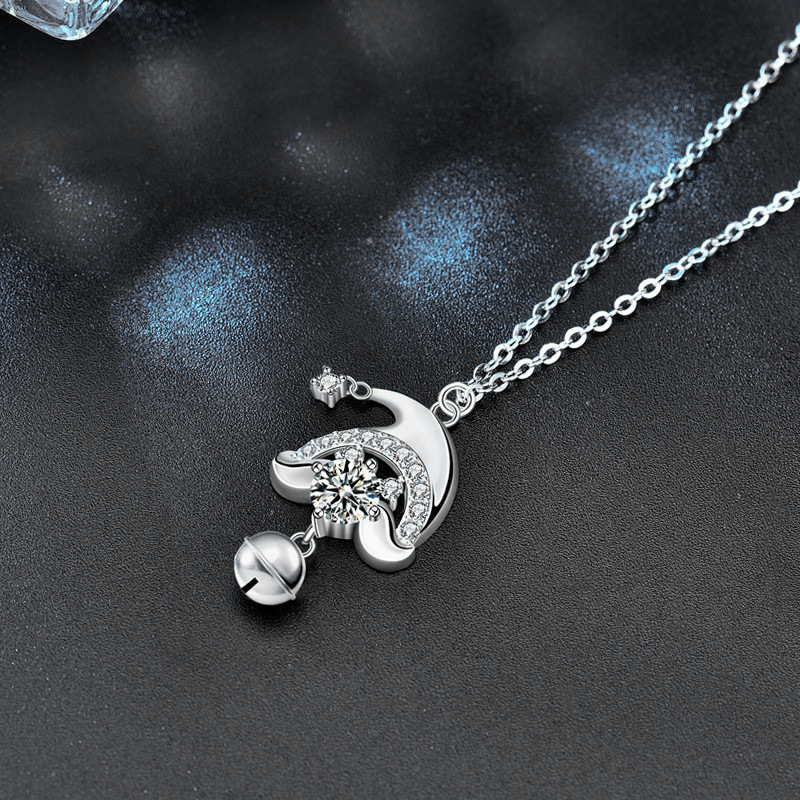 925 Sterling Silver Santa Hat Pendant Necklace | Moissanite Christmas Jewelry | Minimalist Chain for Holiday Gifts