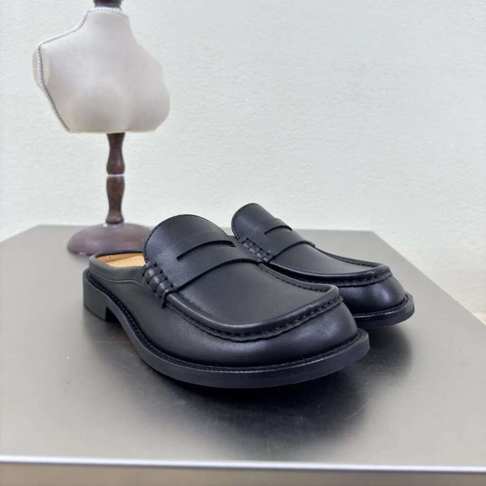 luxury Spring Summer Casual Mid Heels Solid Color Round Toe Shoes For Women Slip-On Concise Slippers Size 35-41 New Arrival Hot