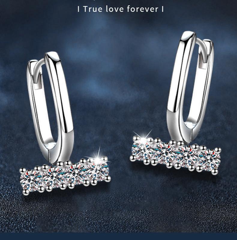Elegant U-Shaped Moissanite Stud Earrings - S925 Sterling Silver, Classic Design, Hypoallergenic, Perfect for Daily Wear