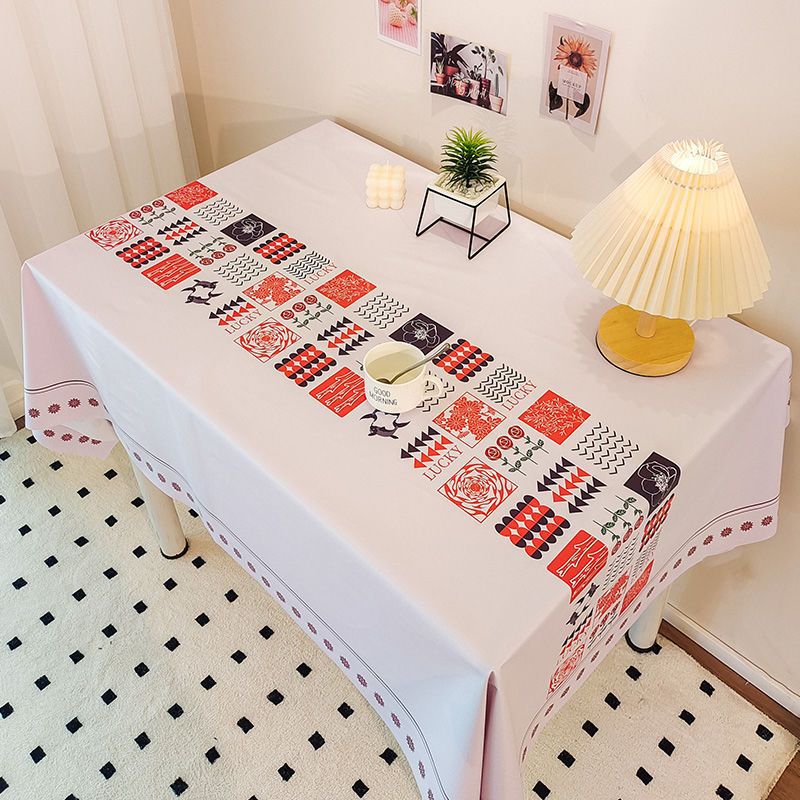 XX0386 New Year tablecloth PVC waterproof, oil-proof, scalding-proof, washable desk cloth, table cloth, coffee table cloth, ins style atmosphere table
