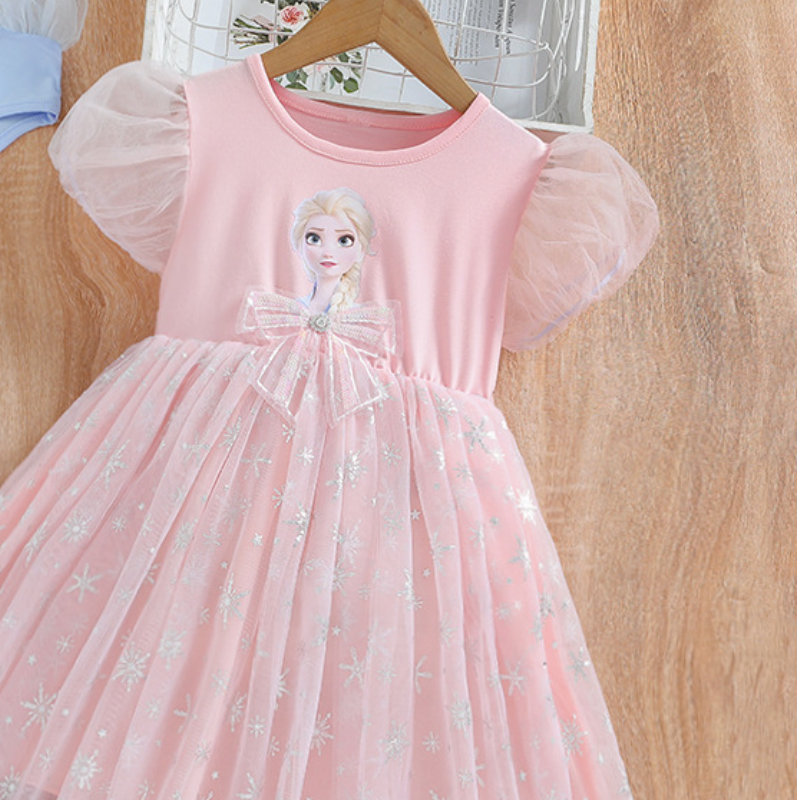 DISNEY Elsa princess dress baby clothes Girl dress summer cotton skirt girls designer clothes children baby net skirt.