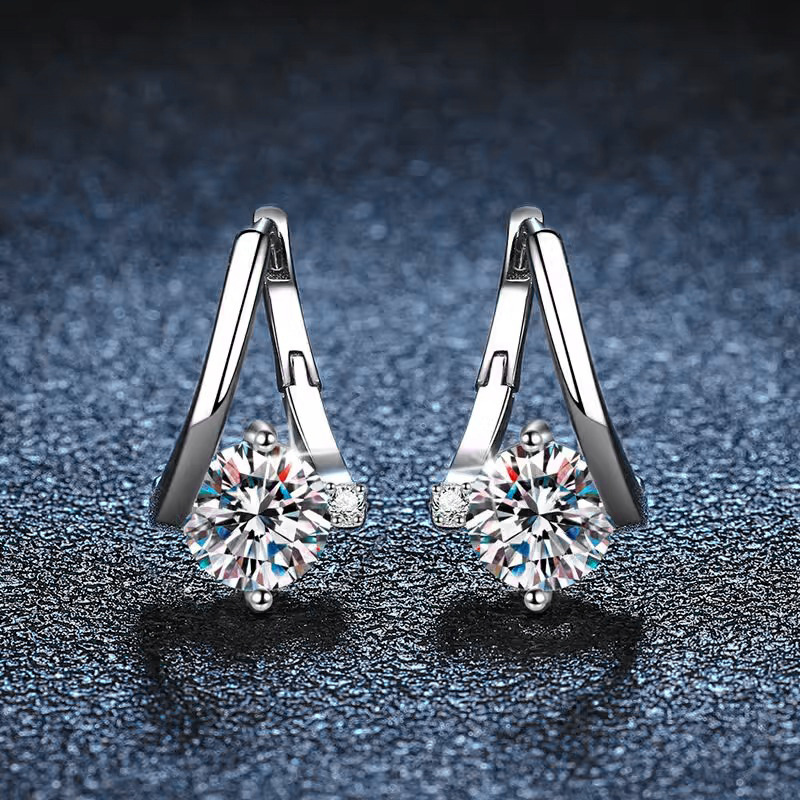 Irregular Moissanite Stud Earrings, 925 Silver
