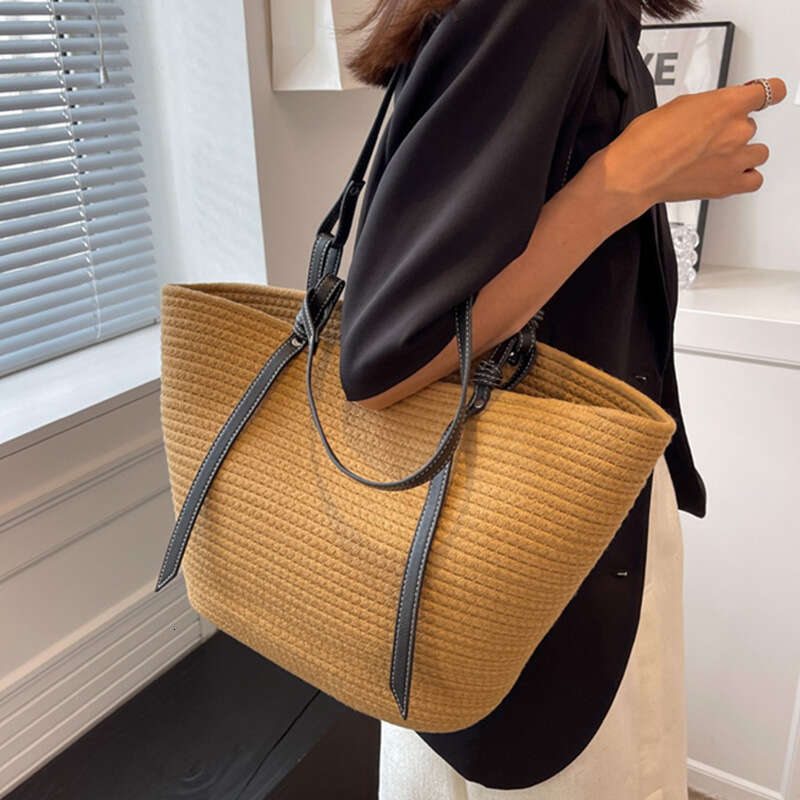 Summer Woven Bag Beach Bag Large Capacity Cotton Thread New French Hand Held Straw Woven Bag Versatile Commuting Tote Women S Bag KQ KQ