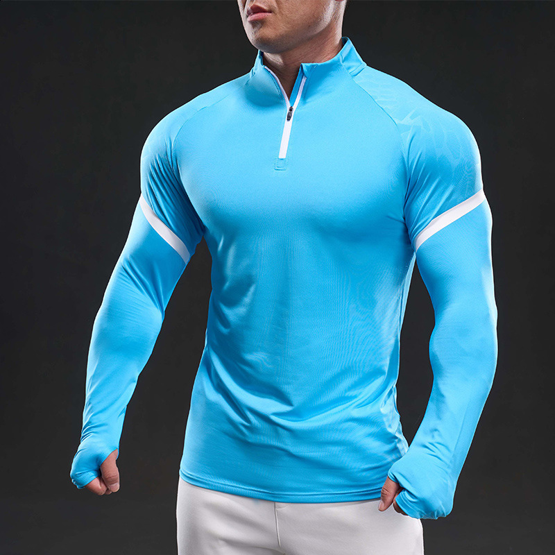 Long sleeved mens casual fashion sports slim fit elastic fitness outdoor top mens yoga trend