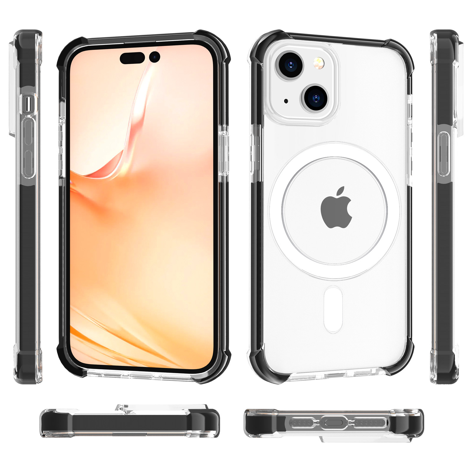 Premium Strong Magnetic Shockproof Transparent Clear Acrylic Phone Cases for iPhone 16 16E 15 14 13 12 11 Pro MAX Mini XS Max X XR 6 7 8 Plus Military