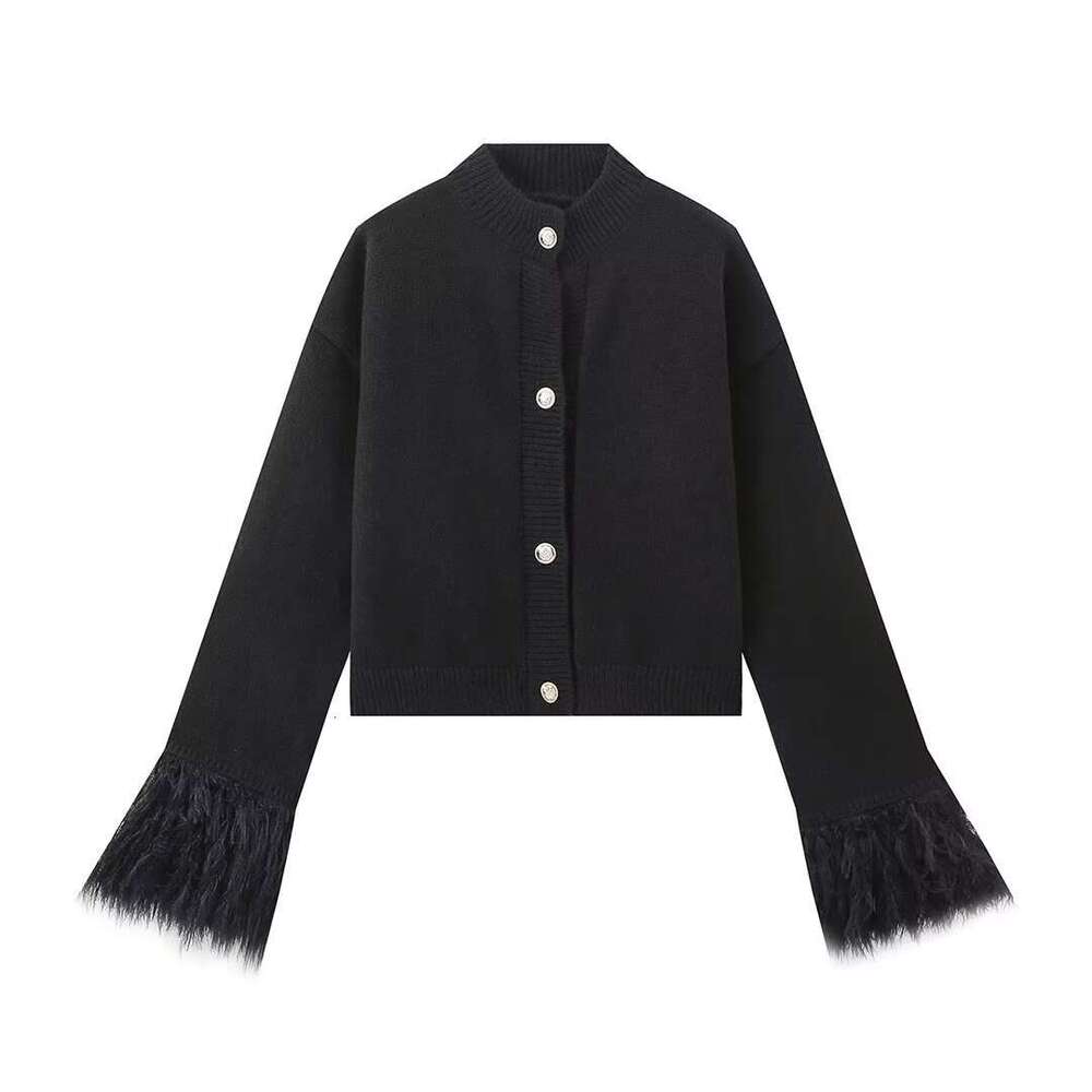 hoodie Women's Wear Autumn And Winter New Women's Clothing Elegant Temperament Red Feather Design Knitted Cardigan Jacket For Women jacket