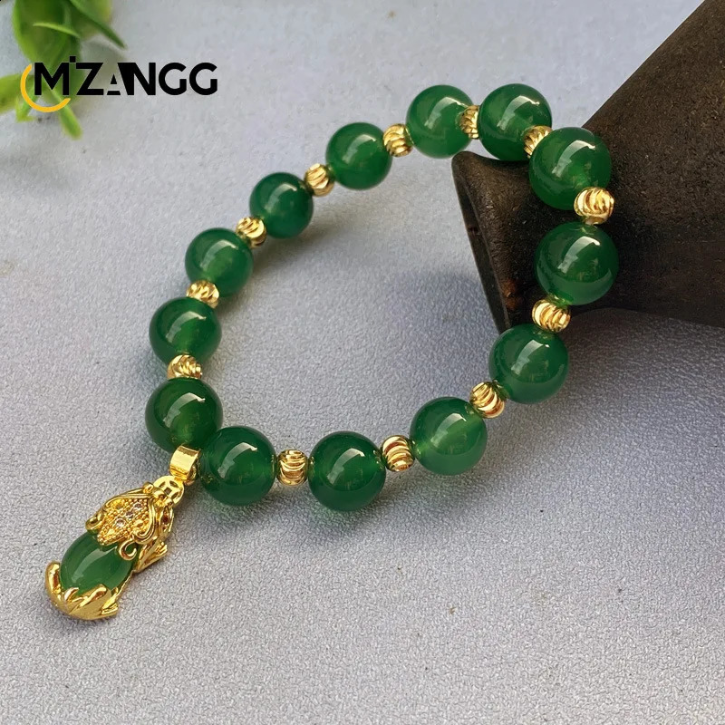 Natural Green Jade PiXiu Bracelet Alevel Agate Mens and Womens Fashion Exquisite Jewelry Lucky Charm 250425