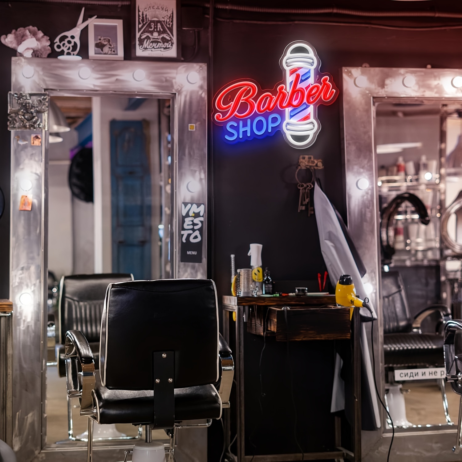 Barber Shop Neon Sign LED Lights for Hair Salon Decor - Dimmable Advertising Light Up for Studio, Business Store - Hairdresser Gift
