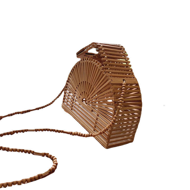 Summer Woven Bag Beach Bag Holiday Beach Hollowed Out Women S Bag Bamboo Woven Handmade Handbag Mini Semi Circular Bag KQ KQ