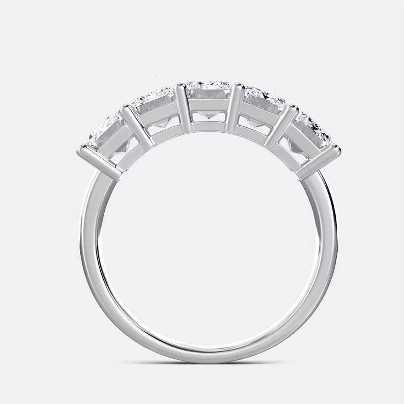 Beautiful Five Stone Emerald Cut Lab Grown Diamond Half Eternity Wedding Band Ring Excellent Cut Amazing Wedding Gift for Her