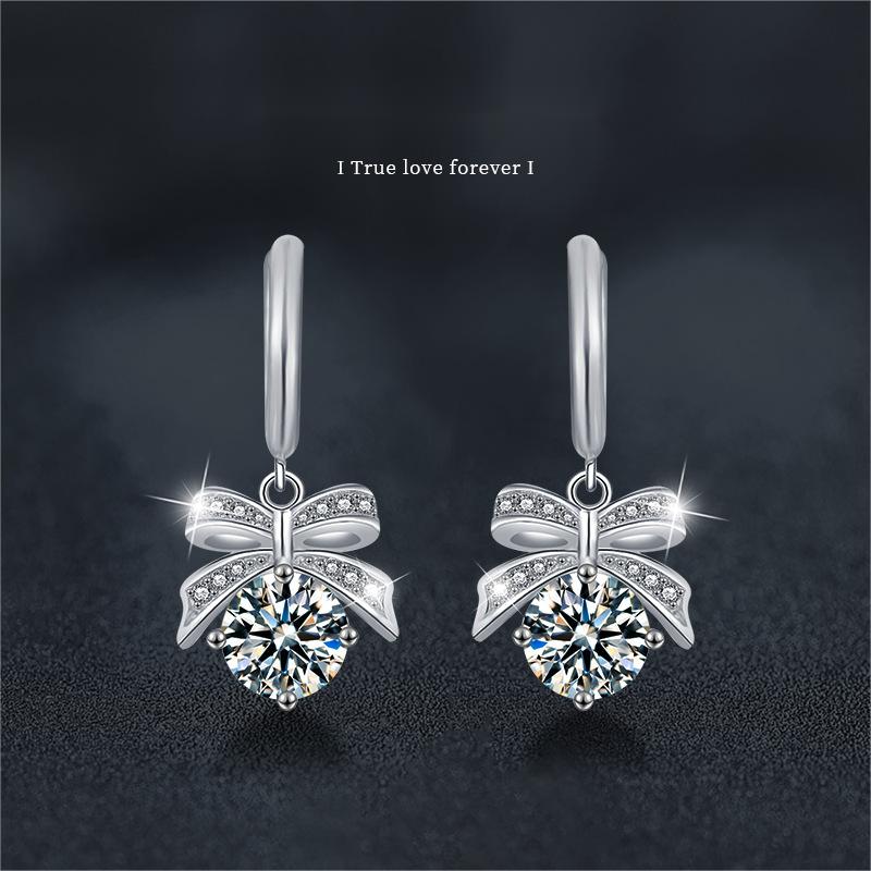Elegant Moissanite-Studded Sterling Silver Chandelier Earrings Inspired by Nature's Beauty
