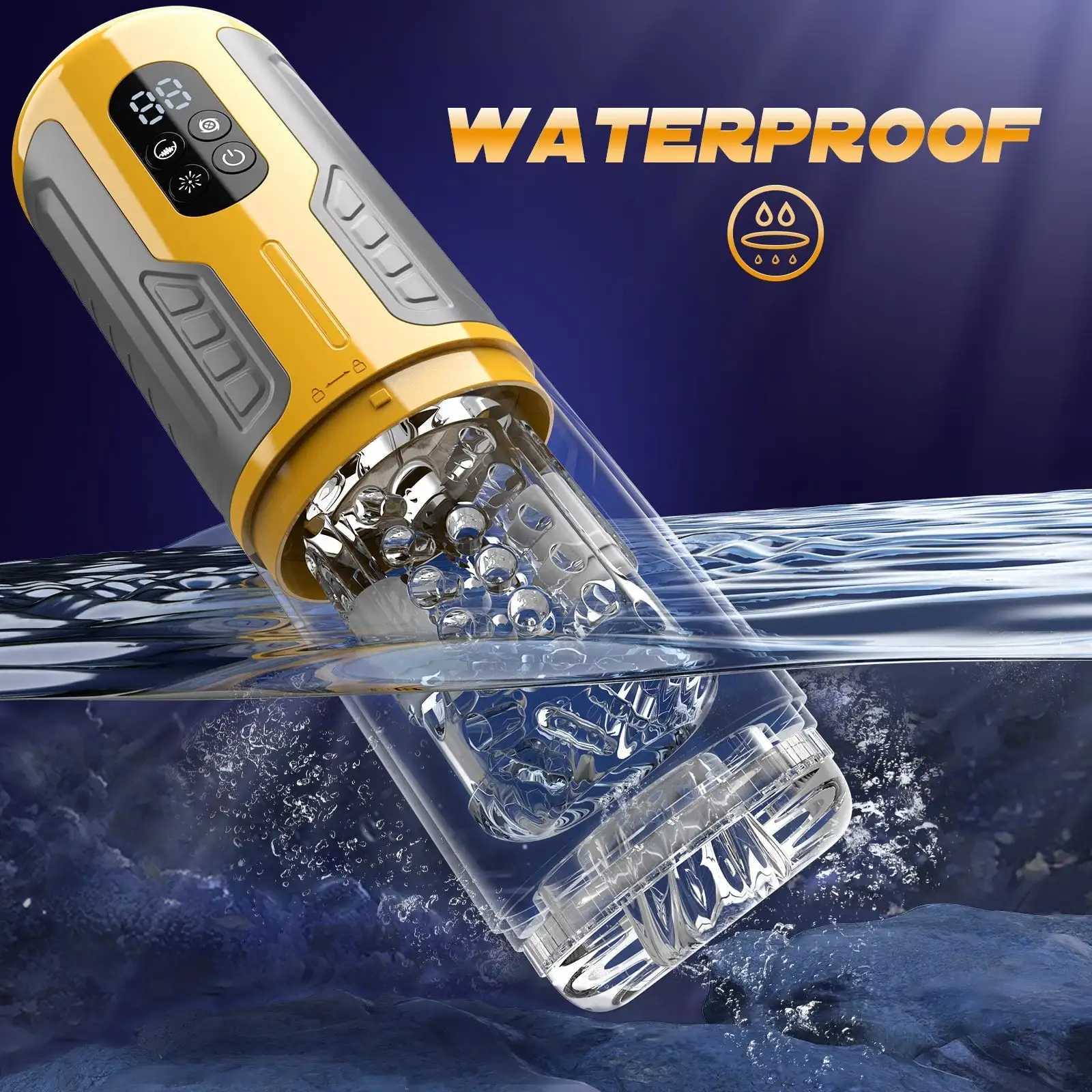 IPX6 LED Automatic Male Masturbator Cup 7 Rotating Licking Thusting Modes Pocket Pussy Stroker Blowjob Sex Toys For Men W250506