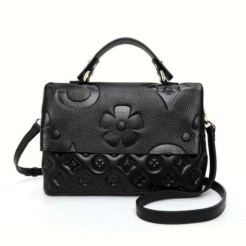 Aidrani Fiable wens e shoder crossbody square bag made of cowhide material printed design black Y251208