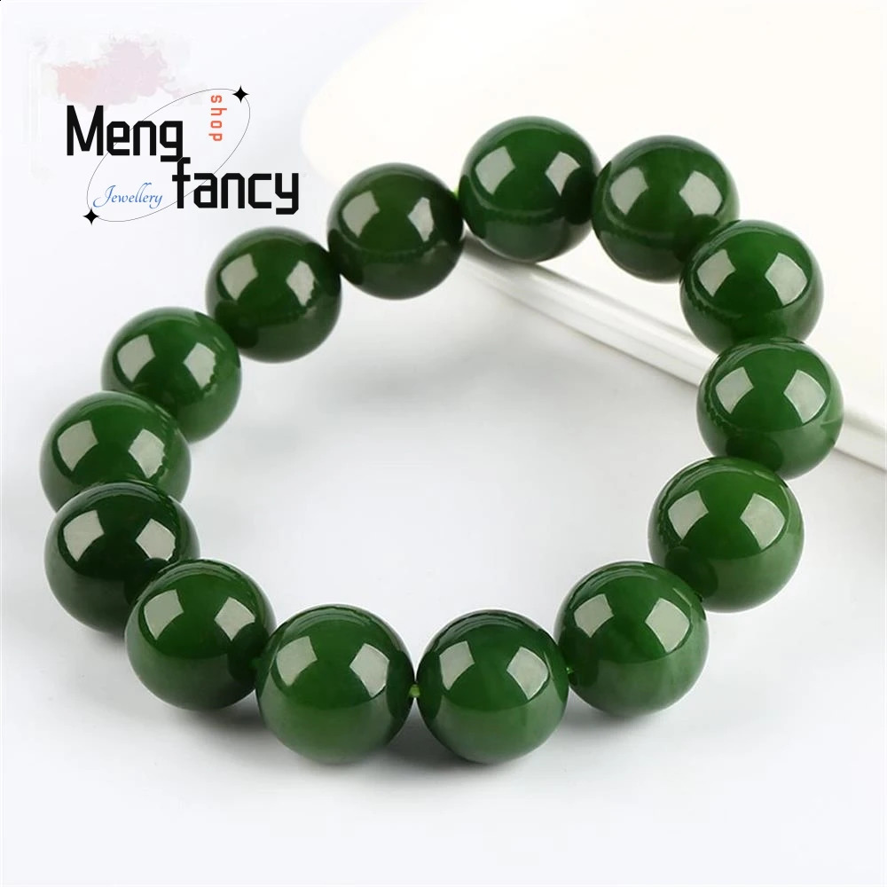 Natural Hetian Jade Jasper Elastic Bracelet Charm Exquisite Jewelry Couple Personalized Bead Mens Holiday Gift 250425