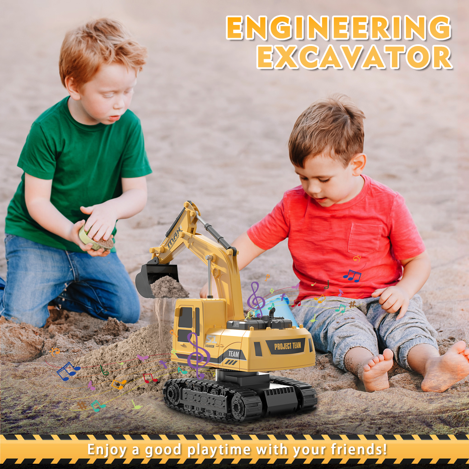 Model A: 1:2410 Alloy Excavator Remote Control Vehicle (Yellow)