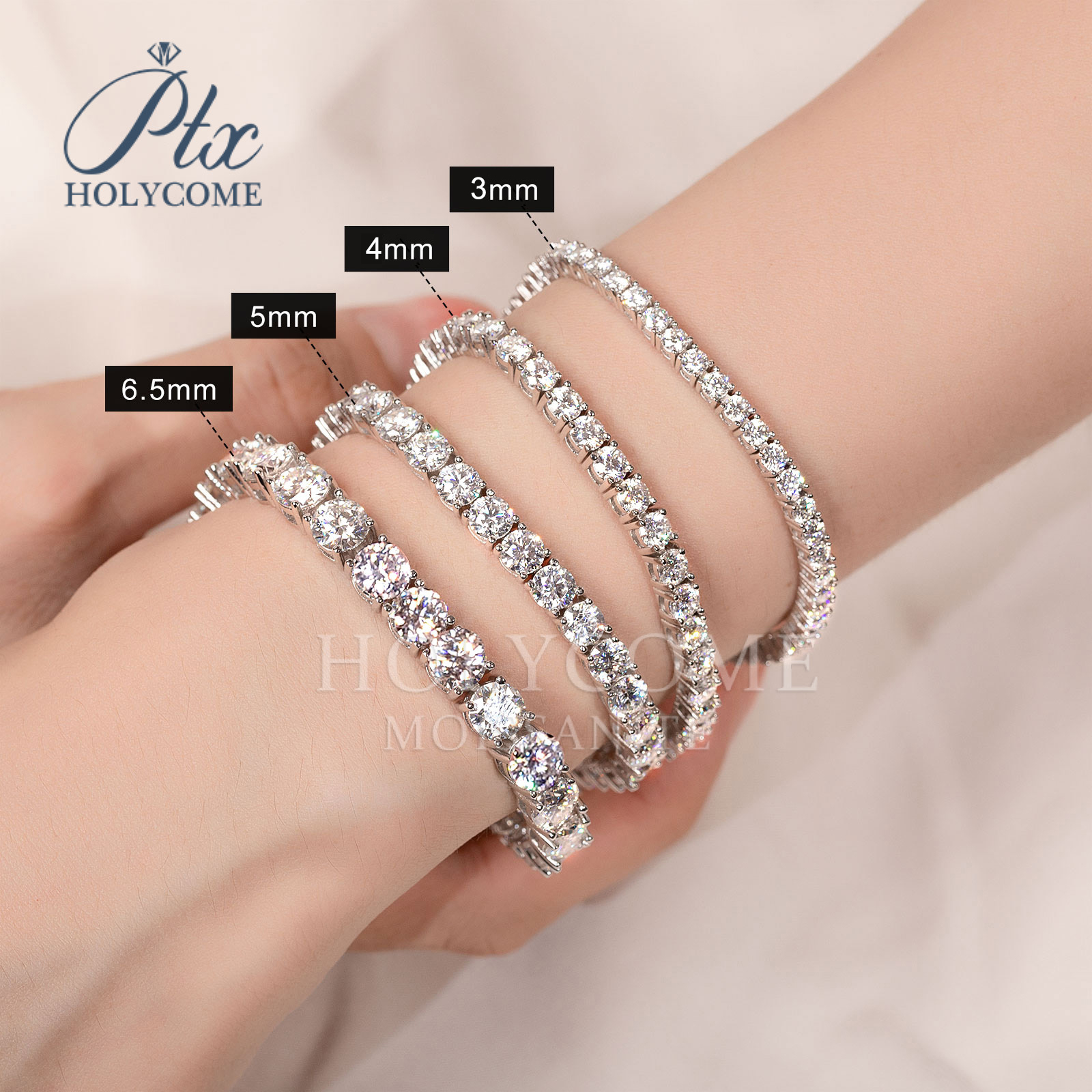3mm Tennis Bracelet Wholesale Hip Hop Jewelry Fashion Iced Out 18K Gold Plated 925 Silver Moissanite Diamond Tennis Chain Moissanite Necklace for Men 