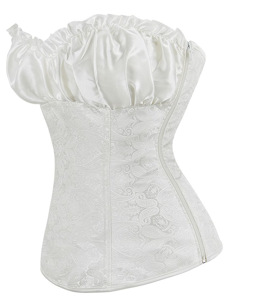 Women's Tanks Zip Side Brocade Women Lace Up Overbust Corset Bustier Outfit Plus Size Korset With Cup Black Apricot White Red Silver 864#